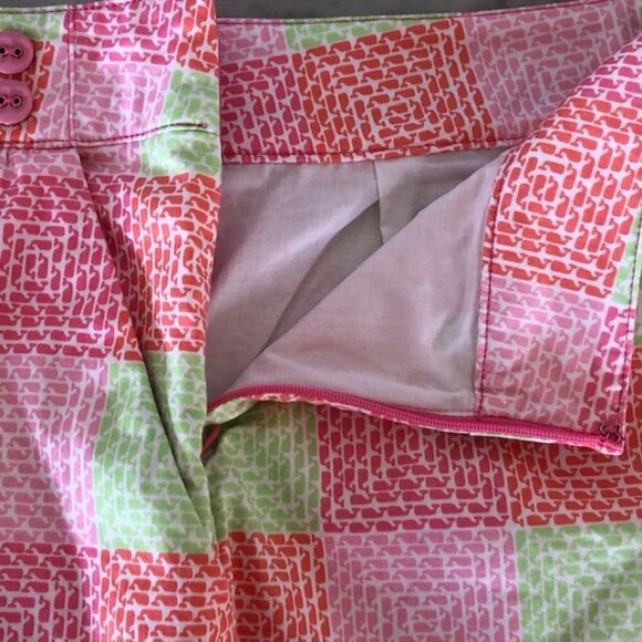 VINEYARD VINES Logo Whale Patchwork Skirt Button Accent Side Zip 6 - Picture 7 of 14